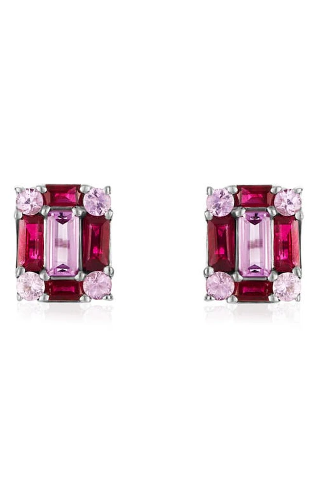 Mindi Mond Clarity Ruby & Pink Sapphire Stud Earrings in White Gold/Sapphire/Ruby at Nordstrom