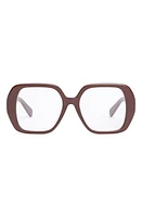 CELINE Triomphe 55mm Square Reading Glasses in Shiny Bordeaux at Nordstrom