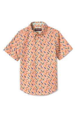 Johnston & Murphy Kids' Toucan Print Short Sleeve Cotton Button-Down Shirt Melon at