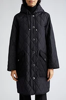 burberry Roxby Quilted Hooded Long Jacket Black at Nordstrom,