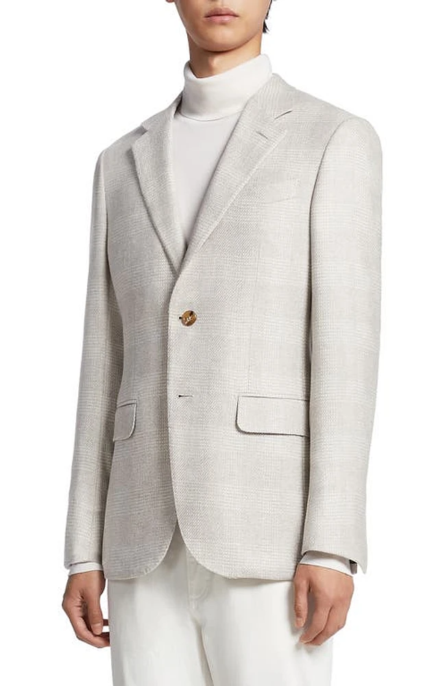 ZEGNA Couture Tonal Plaid Stretch Cashmere, Silk & Wool Sport Coat Natural Solid at Nordstrom, Us