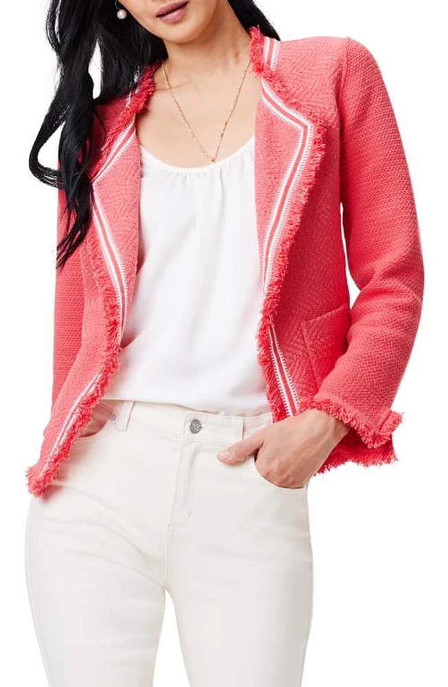 NIC+ZOE Ribbon Trim Fringe Mix Knit Jacket at Nordstrom, P