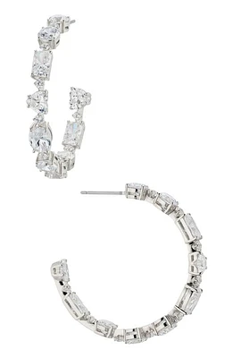 Nadri Cora Cubic Zirconia Inside Out Hoop Earrings in Rhodium at Nordstrom