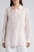 Eileen Fisher Classic Long Sleeve Organic Linen Button-Up Shirt Crystal Pink at Nordstrom, P