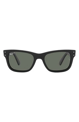 Ray-Ban Mr Burbank 55mm Polarized Rectangle Sunglasses in Black/Polar Green at Nordstrom