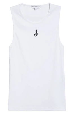 JW Anderson Embroidered Anchor Stretch Cotton Tank White at Nordstrom,