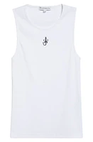 JW Anderson Embroidered Anchor Stretch Cotton Tank White at Nordstrom,