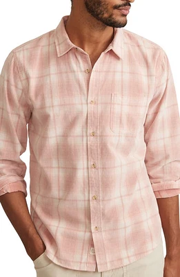 Marine Layer Lightweight Plaid Corduroy Button-Up Shirt Pink at Nordstrom,