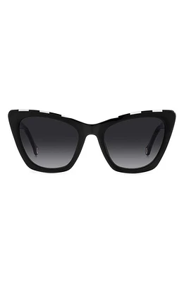 Carolina Herrera 55mm Cat Eye Sunglasses in Black White/Grey Shaded at Nordstrom