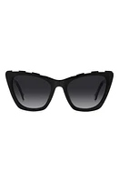 Carolina Herrera 55mm Cat Eye Sunglasses in Black White/Grey Shaded at Nordstrom