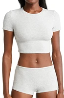 SKIMS Cotton Jersey Super Crop T-Shirt in Light Heather Grey at Nordstrom, Size 4X