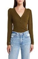 FRAME Puff Shoulder Rib Henley at Nordstrom,