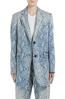 SPORTMAX Python Print Denim Longline Sport Coat Midnight Blue at Nordstrom,