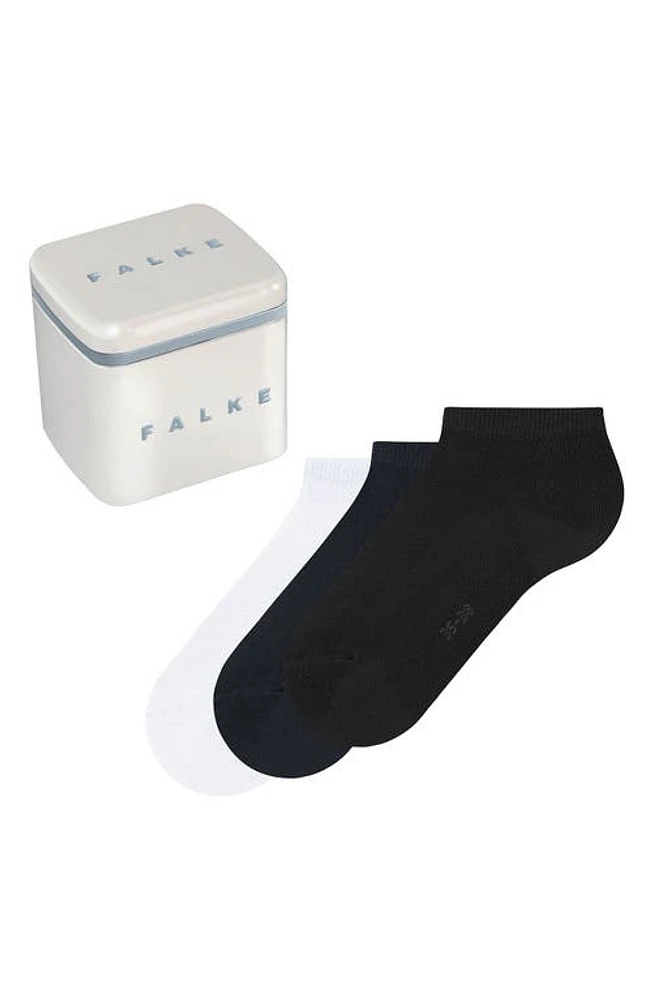 Falke Happy Assorted 3-Pack Sneaker Socks White/Black/Dark Navy at Nordstrom,