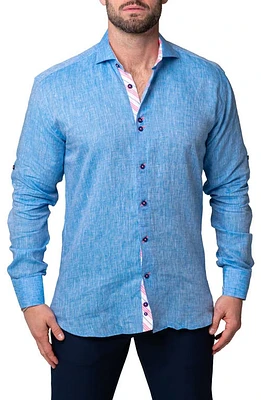 Maceoo Einstein Lenny Blue Stretch Button-Up Shirt at Nordstrom, Size 3