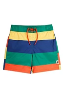 Mini Rodini Kids' Stripe Swim Trunks Yellow Multi at Nordstrom,