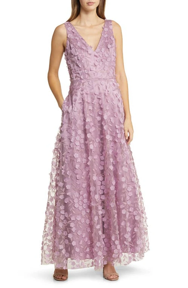 Eliza J 3D Floral Evening Gown Mauve at Nordstrom,