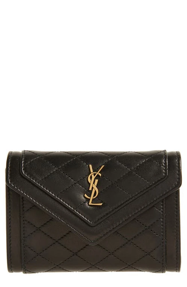 Saint Laurent Small Gaby Quilted Leather Envelope Wallet in Nero at Nordstrom