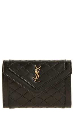 Saint Laurent Small Gaby Quilted Leather Envelope Wallet in Nero at Nordstrom