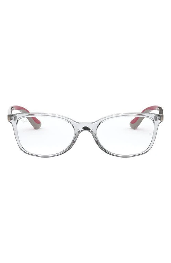 Ray-Ban Kids' 49mm Rectangular Optical Glasses in Transparent/Grey at Nordstrom