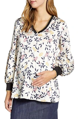 Maternal America Bishop Sleeve Maternity Blouse in Zen Garden at Nordstrom, Size Medium