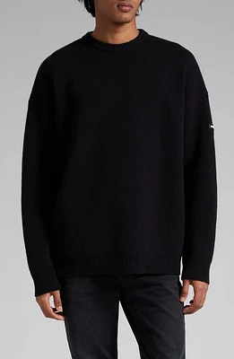 Balenciaga Oversize Double Face Wool Blend Crewneck Sweater Black at Nordstrom,