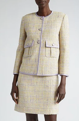 St. John Collection Metallic Slub Tweed Jacket Amethyst/Dusty Lavender Multi at Nordstrom,