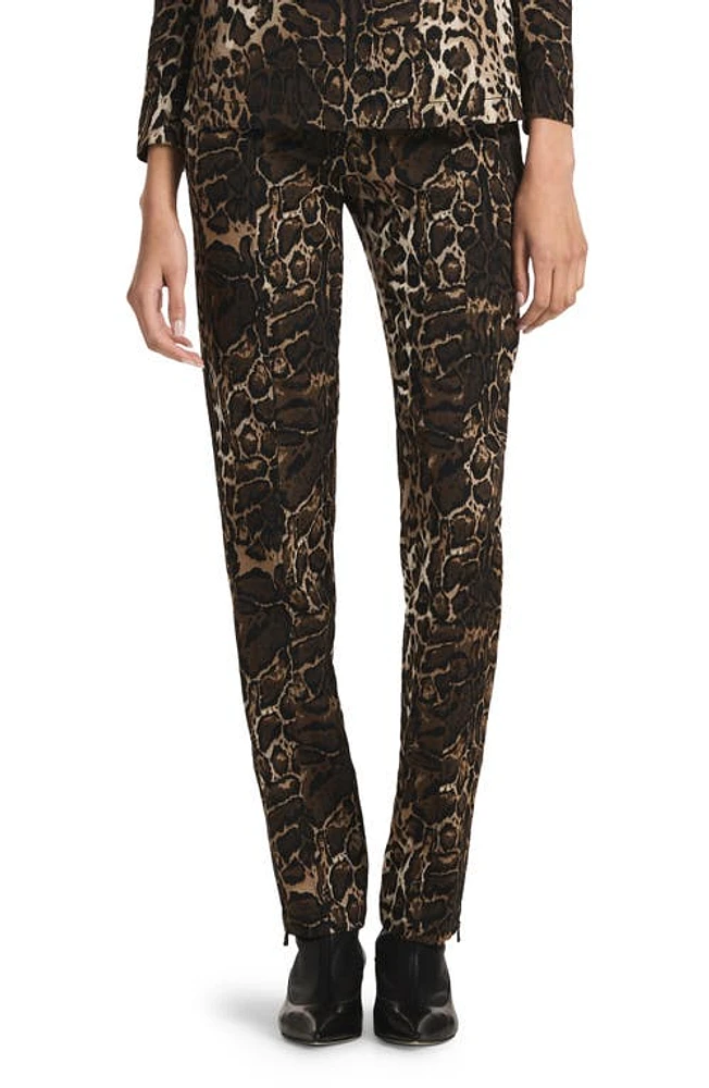 St. John Collection Leopard Jacquard Twill Pants in Caramel Multi at Nordstrom, Size 18