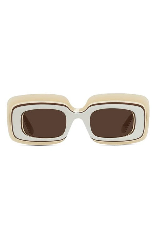 Loewe x Paula's Ibiza 47mm Rectangular Sunglasses in Ivory /Brown at Nordstrom