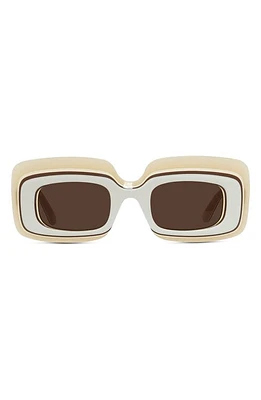 Loewe x Paula's Ibiza 47mm Rectangular Sunglasses in Ivory /Brown at Nordstrom