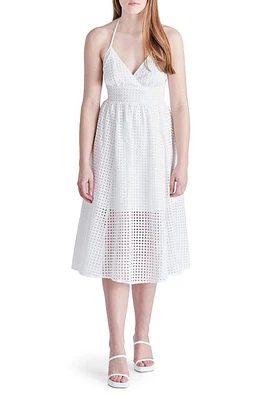 Steve Madden Denise Eyelet Cotton Halter Midi Dress Optic White at Nordstrom,