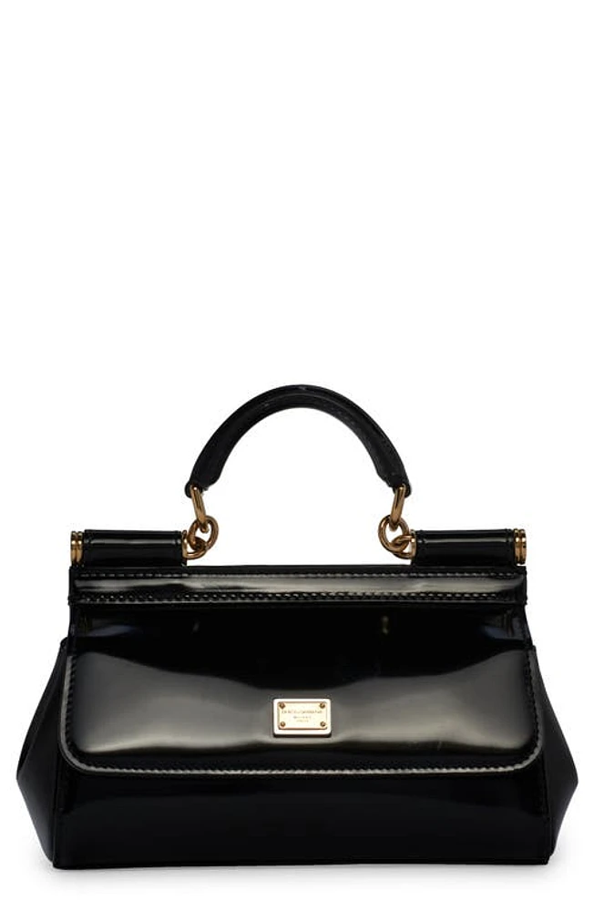 Dolce & Gabbana Small Sicily East/West Patent Leather Handbag in Black at Nordstrom