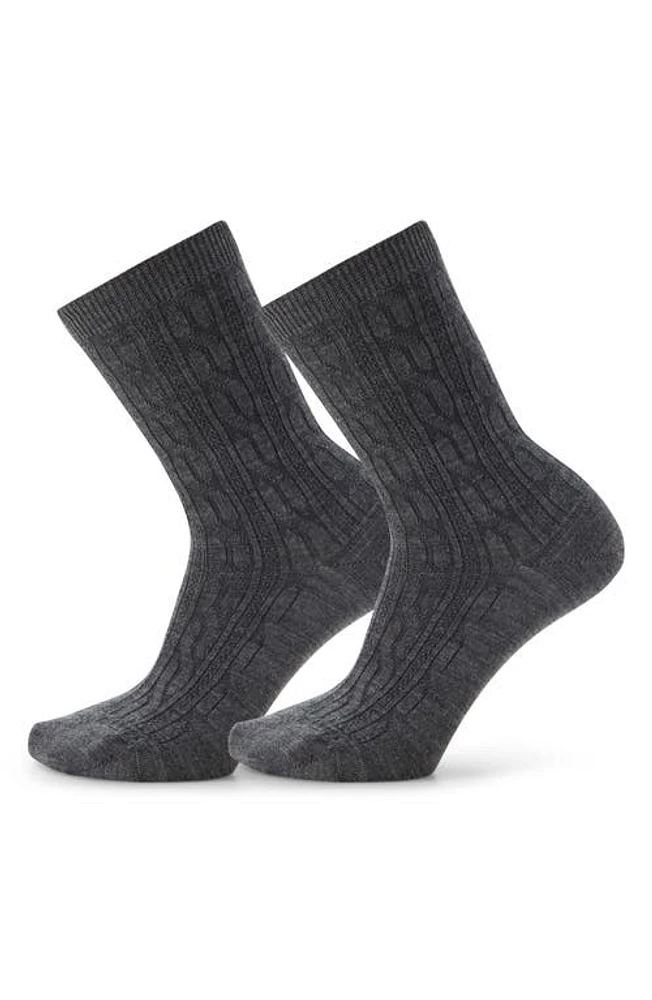 Smartwool Everyday 2-Pack Wool Blend Cable Crew Socks in Medium Gray at Nordstrom