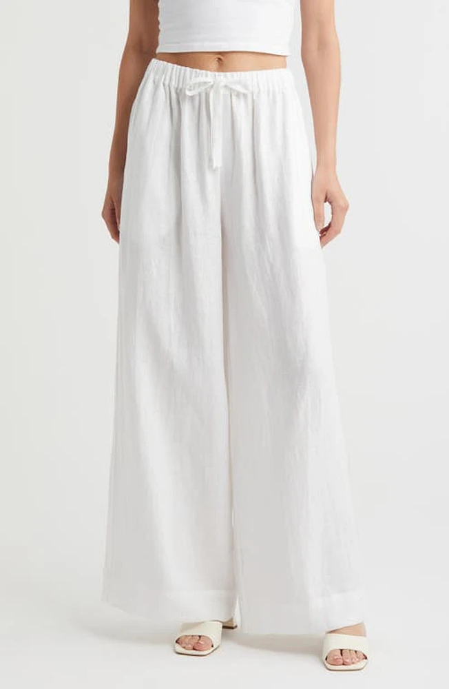 Faithfull the Brand Conigli Wide Leg Linen Pants in White at Nordstrom, Size Medium