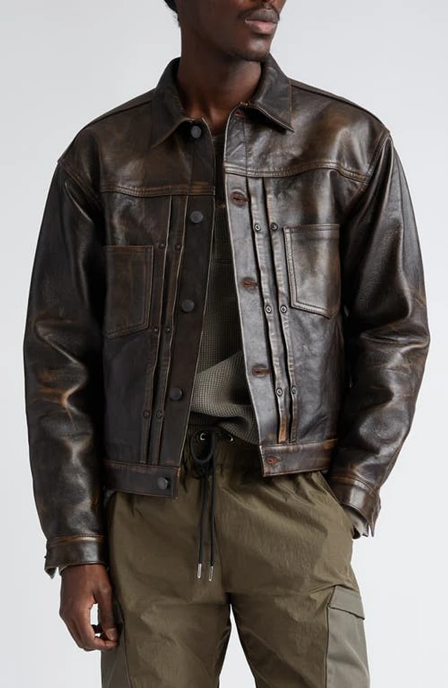 John Elliott Thumper Type II Leather Jacket in Tobacco at Nordstrom, Size Medium