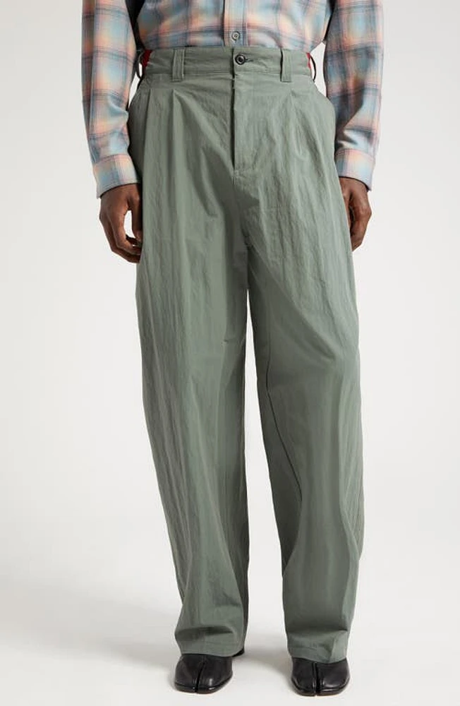 Maison Margiela x Pendleton Skate Cotton Blend Wide Leg Pants Sage at Nordstrom,