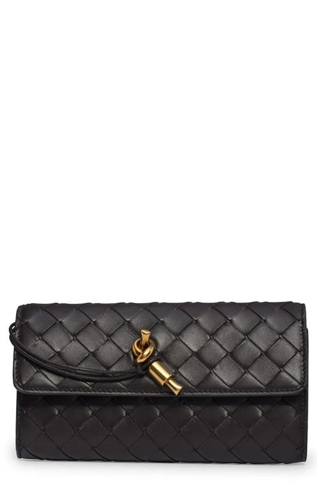 Bottega Veneta Large Intrecciato Top Handle Leather Wallet in 2190 Fondant-M Brass at Nordstrom