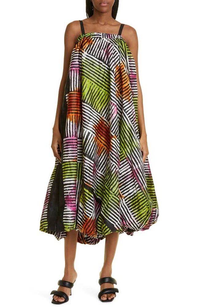 BUSAYO Ayo Print Balloon Hem Dress Orange/Lime/Pink at Nordstrom,