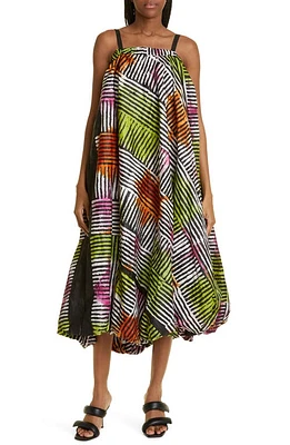 BUSAYO Ayo Print Balloon Hem Dress Orange/Lime/Pink at Nordstrom,