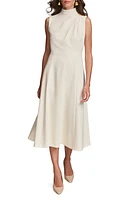 Donna Karan New York Mock Neck Sleeveless Midi A-Line Dress Cream at Nordstrom,