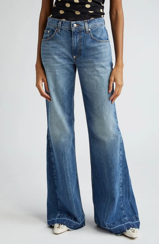 Stella McCartney New Longer Released Hem Flare Jeans Mid Blue Vintage at Nordstrom,