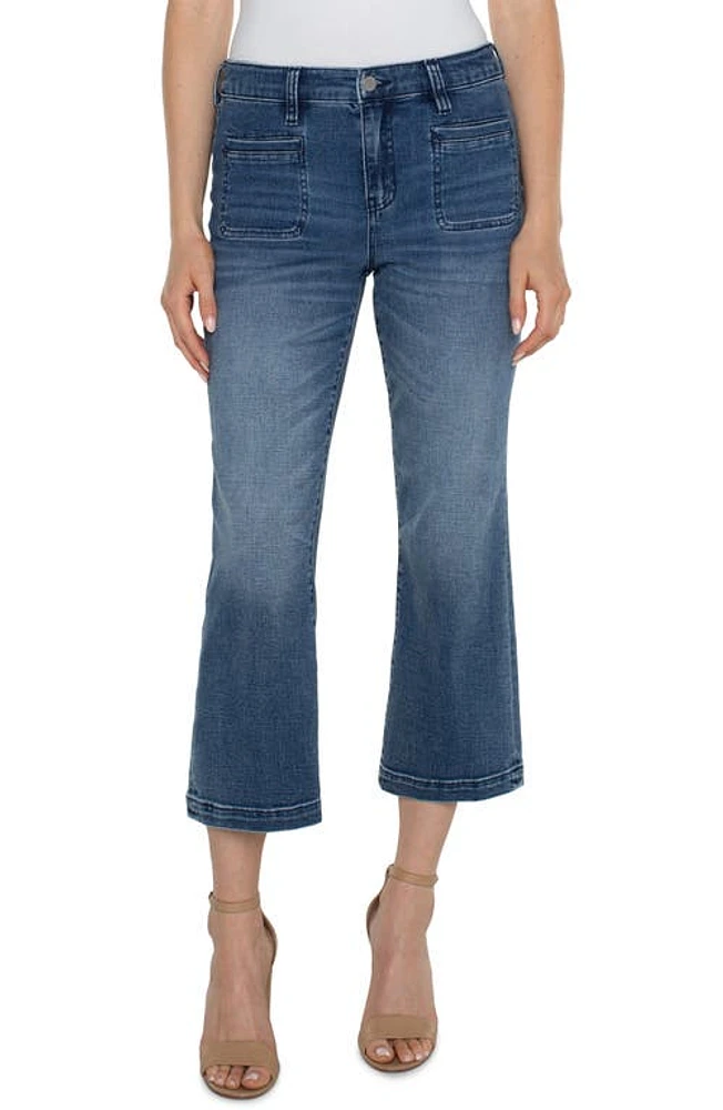 Liverpool Los Angeles Hannah Welt Pocket Crop Flare Jeans Greenbrier at Nordstrom,