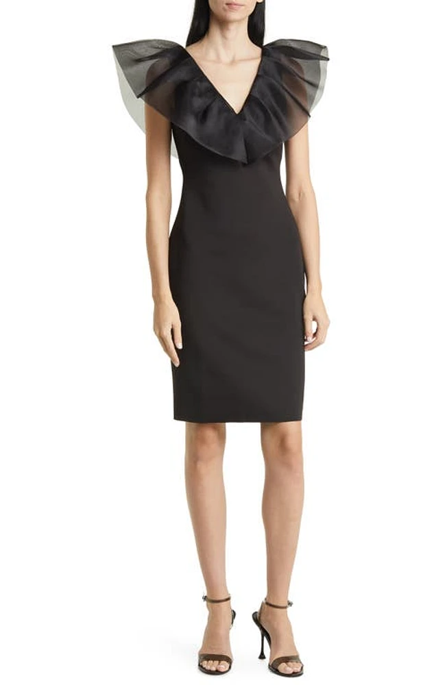 Eliza J Organza Ruffle Cocktail Dress Black at Nordstrom,