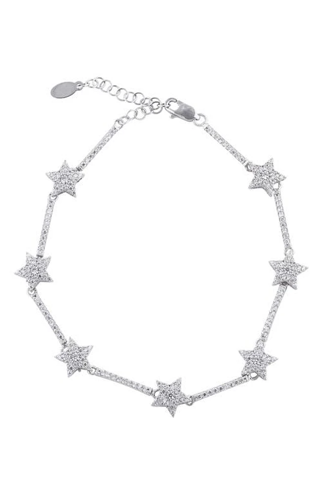 SHYMI Pavé Star Station Tennis Bracelet in Silver at Nordstrom, Size 8