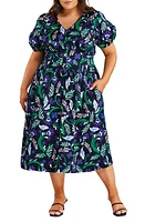 Estelle Ultraviolet Floral Cotton Midi Dress in Print at Nordstrom, Size 18W