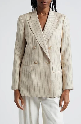 Reiss Odette Pinstripe Double Breasted Blazer Neutral at Nordstrom, Us