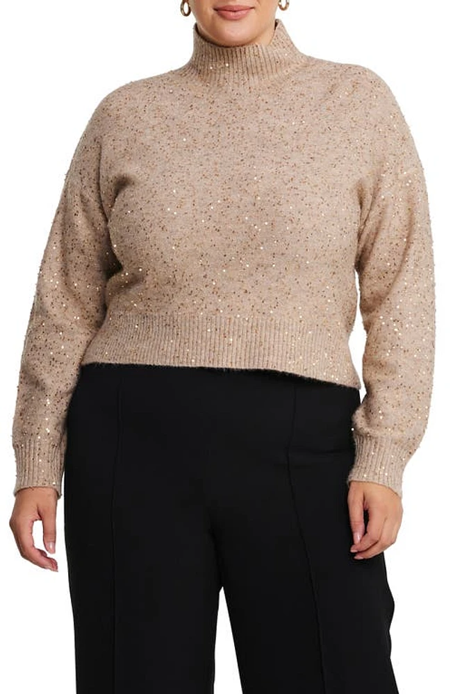 Estelle Golden Sparkle Sequin Sweater Hazelnut at Nordstrom,