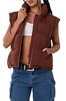 EDIKTED Legacy Oversize Nylon Puffer Vest Brown at Nordstrom,