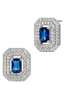 SAVVY CIE JEWELS Halo Stud Earrings in Blue at Nordstrom