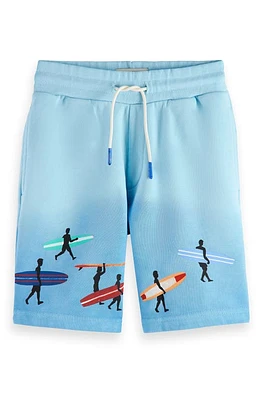 Scotch & Soda Kids' Dip Dye Cotton Graphic Sweat Shorts 7164 Blue Lagoo at Nordstrom, Y